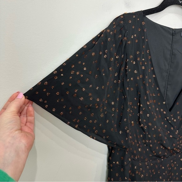Madewell Cape Sleeve Mini Dress Metallic Dot Black - Picture 6 of 10